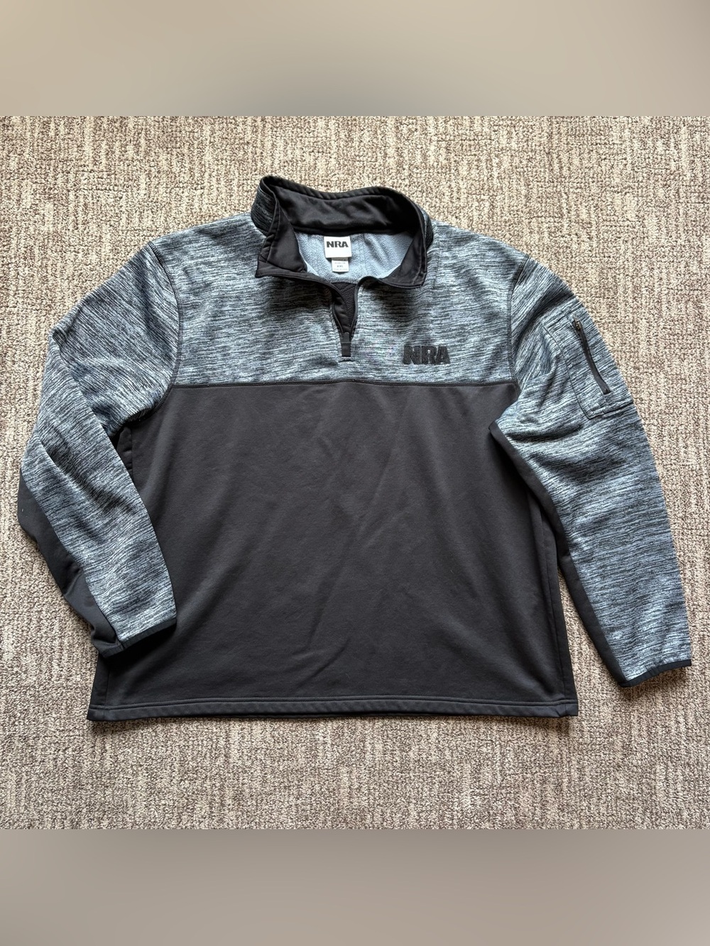 NRA men’s XXL gray and black 1/4 zip pullover sweatshirt